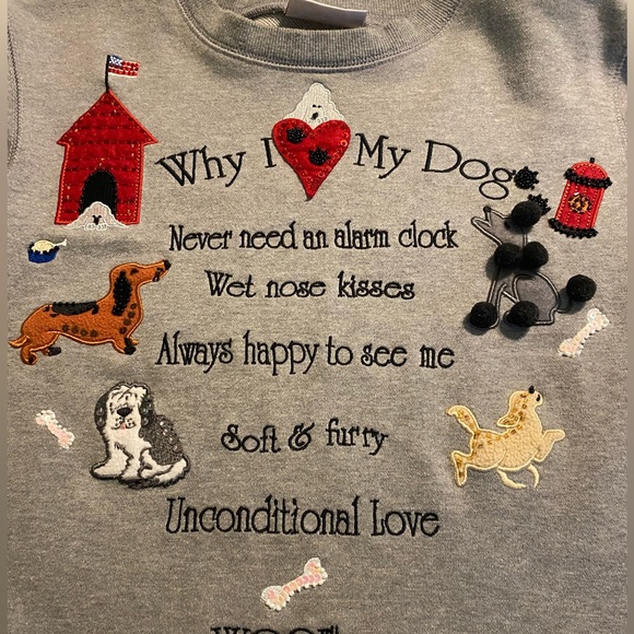 Quacker Factory “Why I ❤️ My Dog” Graphic 3D Shirt; Gray; Size: Small - Picture 2 of 12
